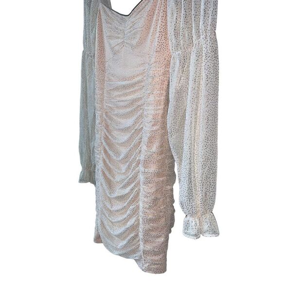 BCBGENERATION Metallic Dot Long Sleeve Ruched Dress in Color Champagne - Picture 6 of 14